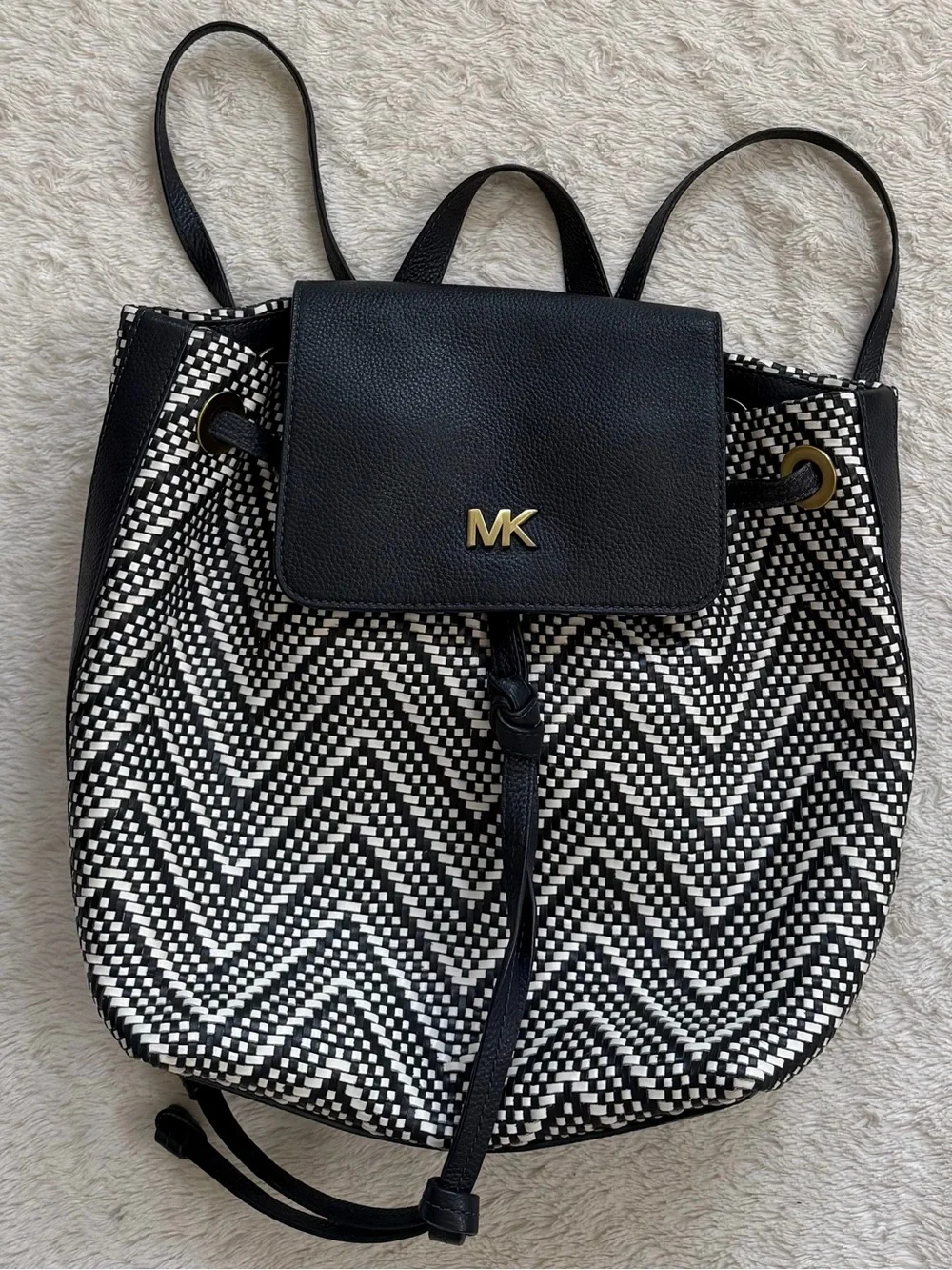 Michael Kors Medium Junie Woven Leather Backpack